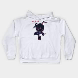 Waiting for message - black rabbit Kids Hoodie